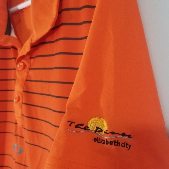 Oakley Hydrolix Golf Polo. Orange and Grey. Striped Front. Regular Fit. Size L. - Picture 4 of 8